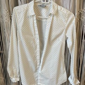 White and Black Polkadot Button Up